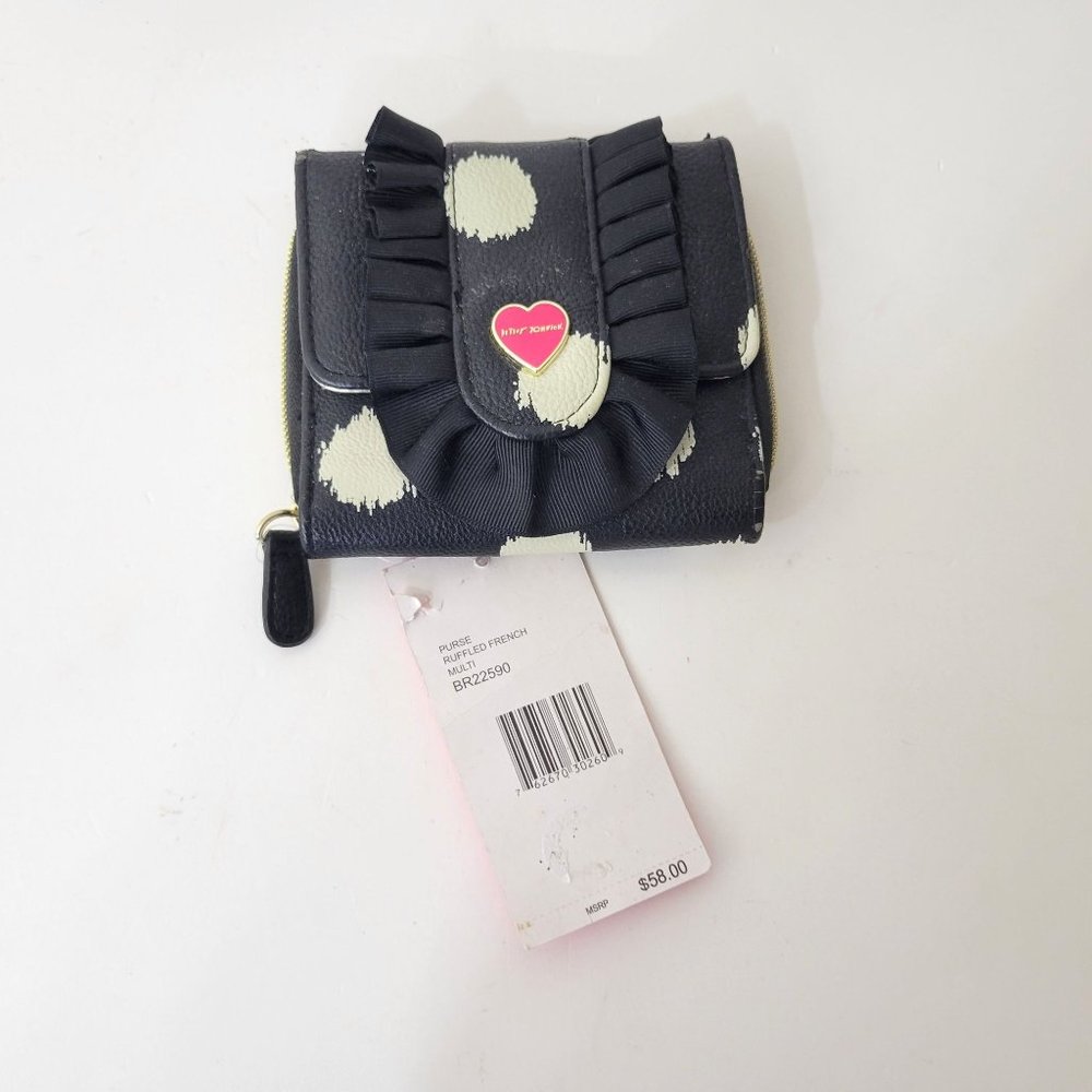 Betsy Johnson Black and White Wallet with Ruffled Trim - Picture 9 of 9